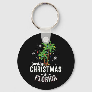 Family Christmas In Florida Palm Trees Xmas Beach  Key Ring