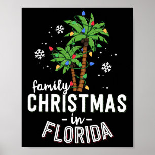 Family Christmas In Florida Palm Trees Xmas Beach  Poster