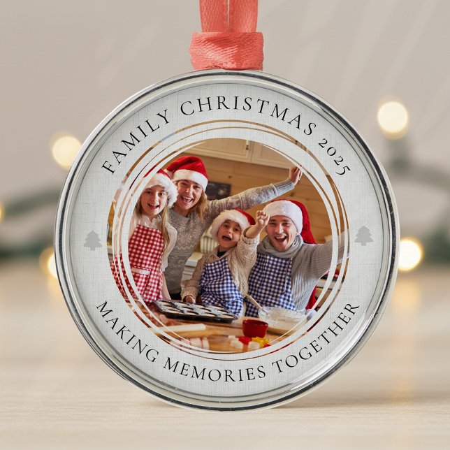 Family Christmas Making Memories Photo Keepsake Metal Tree Decoration (Creator Uploaded)