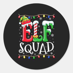 Family Christmas Matching Pajamas Elf Xmas Squad  Classic Round Sticker