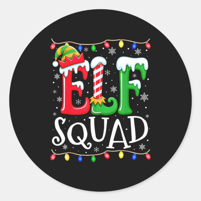 Family Christmas Matching Pajamas Elf Xmas Squad  Classic Round Sticker (Front)