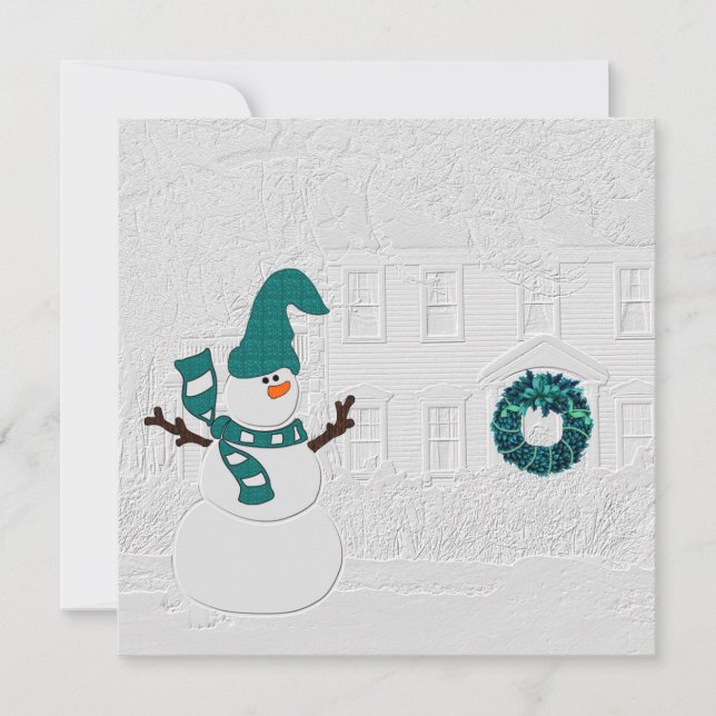 Family Christmas Message Snowman Theme Holiday Card (Front)