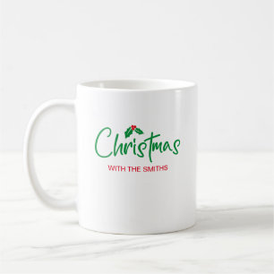 Family Christmas Modern Minimalist Family Name Coffee Mug
