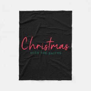 Family Christmas Modern Minimalist Family Name  Fleece Blanket