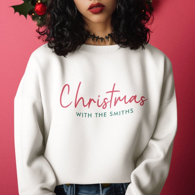 Family Christmas | Modern Minimalist Family Name Sweatshirt (Creator Uploaded)