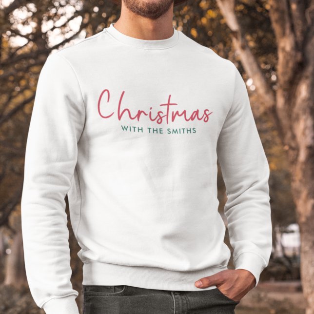 Family Christmas | Modern Minimalist Family Name Sweatshirt (Creator Uploaded)