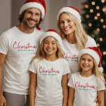 Family Christmas | Modern Minimalist Family Name T-Shirt<br><div class="desc">Simple,  stylish "Christmas with the <your name="">" quote womens t-shirt in modern minimalist typography in festive red and green. The design can be easily personalized with your family name(s),  year or own special greeting for super cute bespoke holiday vibes!</your></div>