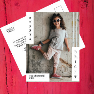 Family Christmas Modern Minimalist Photo Holiday Postcard