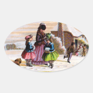 Family Christmas Oval Sticker