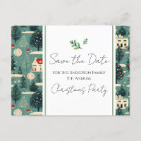 Family Christmas Party Retro Village Save the Date