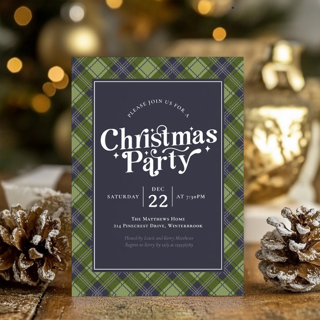 Family Christmas Party Rustic Plaid Invitation (Creator Uploaded)