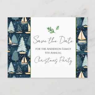 Family Christmas Party Sailboat Save the Date Postcard