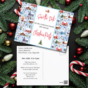 Family Christmas Party Save the Date Winterland Postcard