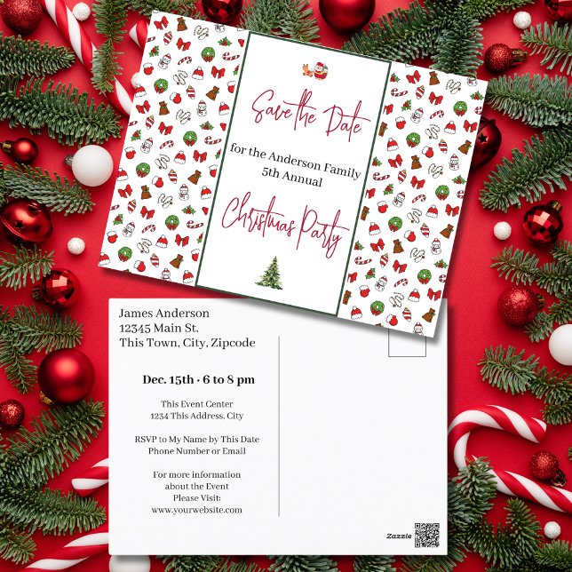 Family Christmas Party Save the Xmas Holiday Postcard (Family Christmas Party Save the Xmas Holiday Postcard)