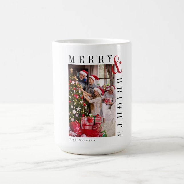 Family Christmas Photo Card Modern Script Holiday  Coffee Mug (Center)