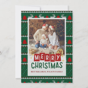 Family Christmas Photo Card with Knitted Sweater