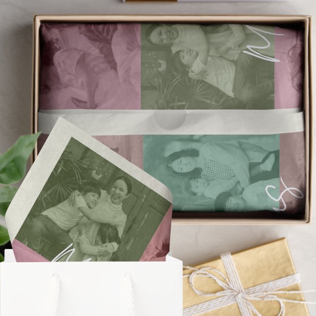 Family Christmas Photo Collage gift wrap  Tissue Paper (Creator Uploaded)