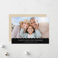 FAMILY CHRISTMAS PHOTO cute fun scallop black gold