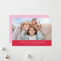 FAMILY CHRISTMAS PHOTO cute fun scallop red pink