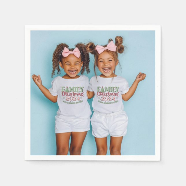Family Christmas Photo Holiday Napkin (Front)