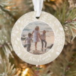 Family Christmas Photo Ivory Acrylic Ornament<br><div class="desc">Your favourite photo on white leaves, berries and dots on ANY COLOR background (we show ivory), this personalised acrylic Christmas ornament makes a memorable gift for family and friends or create for yourself - great party favours, too! **TIP: We suggest you crop your photo to a square before uploading to...</div>