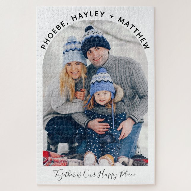 Family Christmas Photo Together is Our Happy Place Jigsaw Puzzle (Vertical)