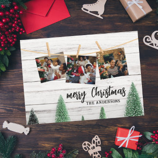 Family Christmas photos rustic card