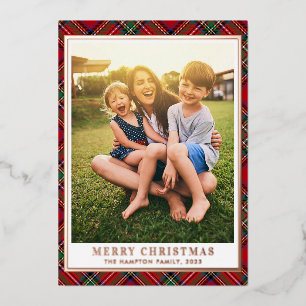 Family Christmas Plaid Photo Stewart Tartan Silver
