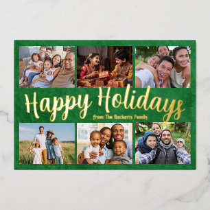Family Christmas Real Foil Happy Holidays Card