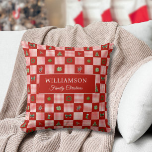 Family Christmas Red and White Cushion
