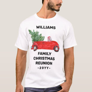 Family Christmas Reunion Personalized Red Car T-Shirt