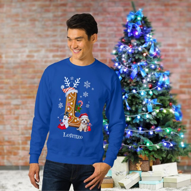 Family Christmas Santa Gingerbread Alphabet L Mens Sweatshirt (Creator Uploaded)