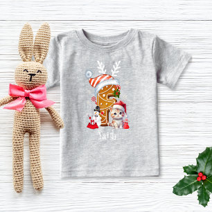 Family Christmas Santa Gingerbread Letter F Girl Baby T-Shirt