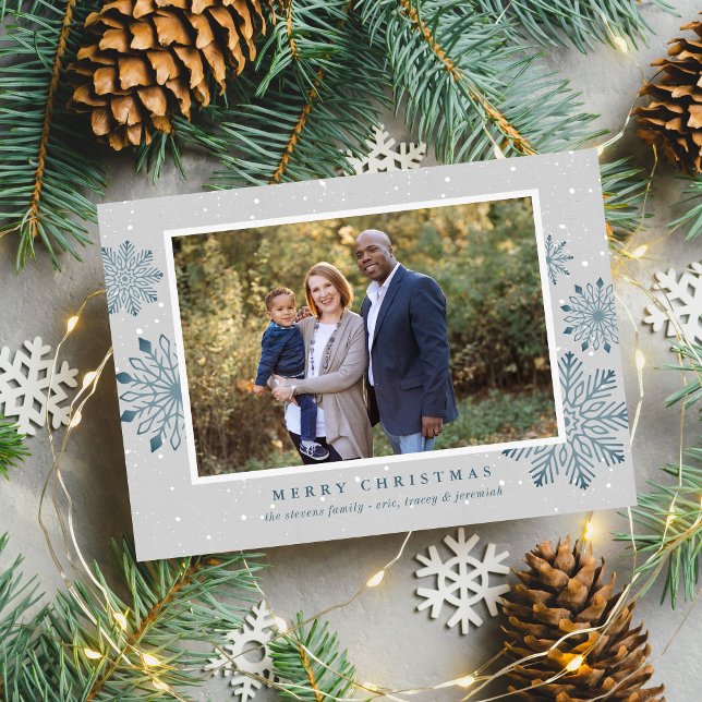 Family Christmas Snowflakes Holiday Photo Card (Creator Uploaded)