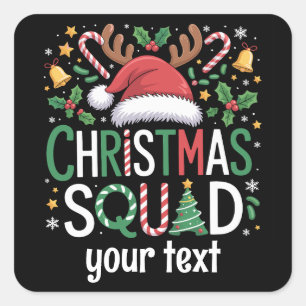 Family Christmas Squad Personalised 2025 Matching  Square Sticker