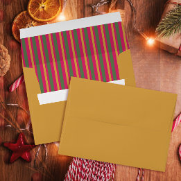 Family Christmas Stripes Gold Envelope
