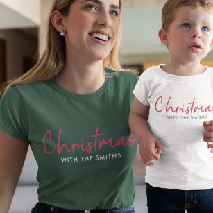 Family Christmas   Stylish Trendy Forest Green T-Shirt