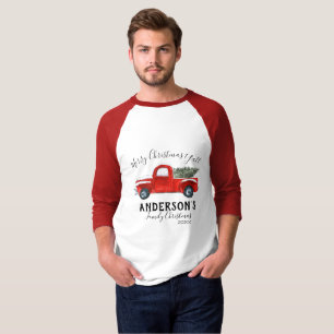 Family Christmas T Shirt - Vintage Red Truck