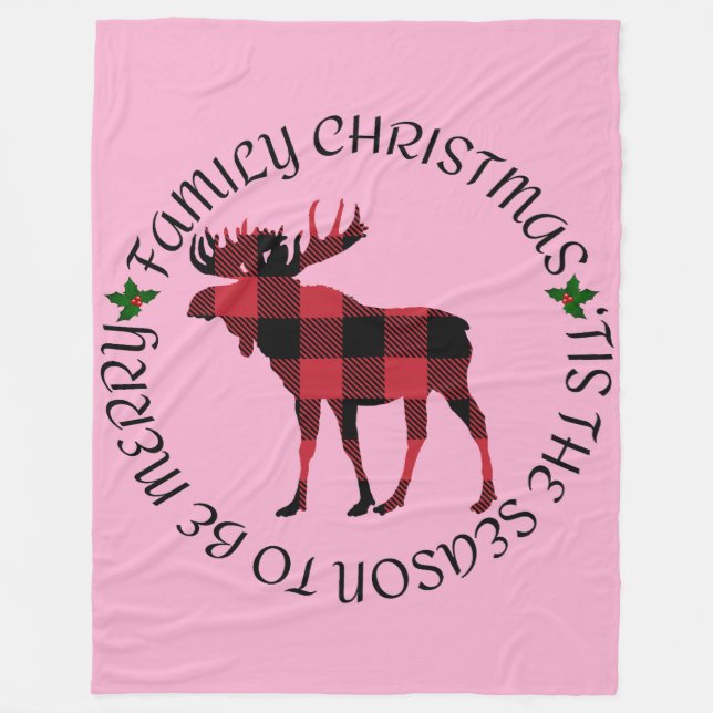 Family Christmas Tis the Season to Be Merry Fleece Blanket (Front)