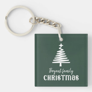 Family Christmas tree green Key Ring