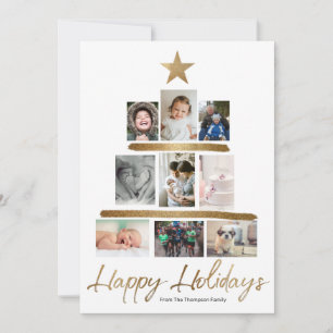 Family Christmas tree photo Collage Year Review Holiday Card