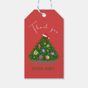 Family Christmas Tree photos Gift Tags