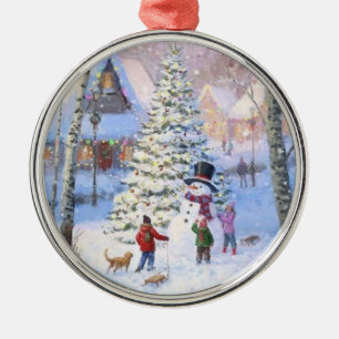 Family Christmas Tree Snowman Kids Metal Tree Decoration