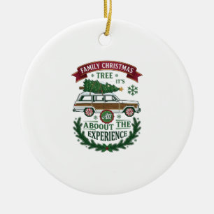 Family Christmas Tree Station Wagon Pine Wreath Ceramic Tree Decoration
