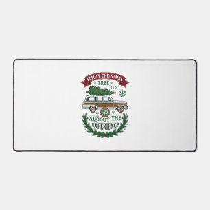 Family Christmas Tree Station Wagon Pine Wreath Desk Mat