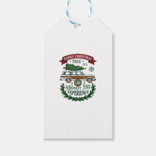 Family Christmas Tree Station Wagon Pine Wreath Gift Tags