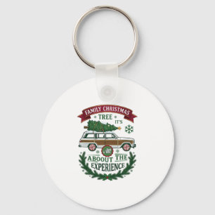 Family Christmas Tree Station Wagon Pine Wreath Key Ring