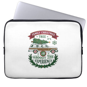 Family Christmas Tree Station Wagon Pine Wreath Laptop Sleeve