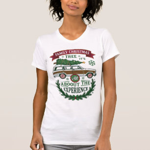 Family Christmas Tree Station Wagon Pine Wreath T-Shirt