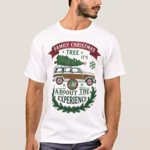 Family Christmas Tree Station Wagon Pine Wreath T-Shirt